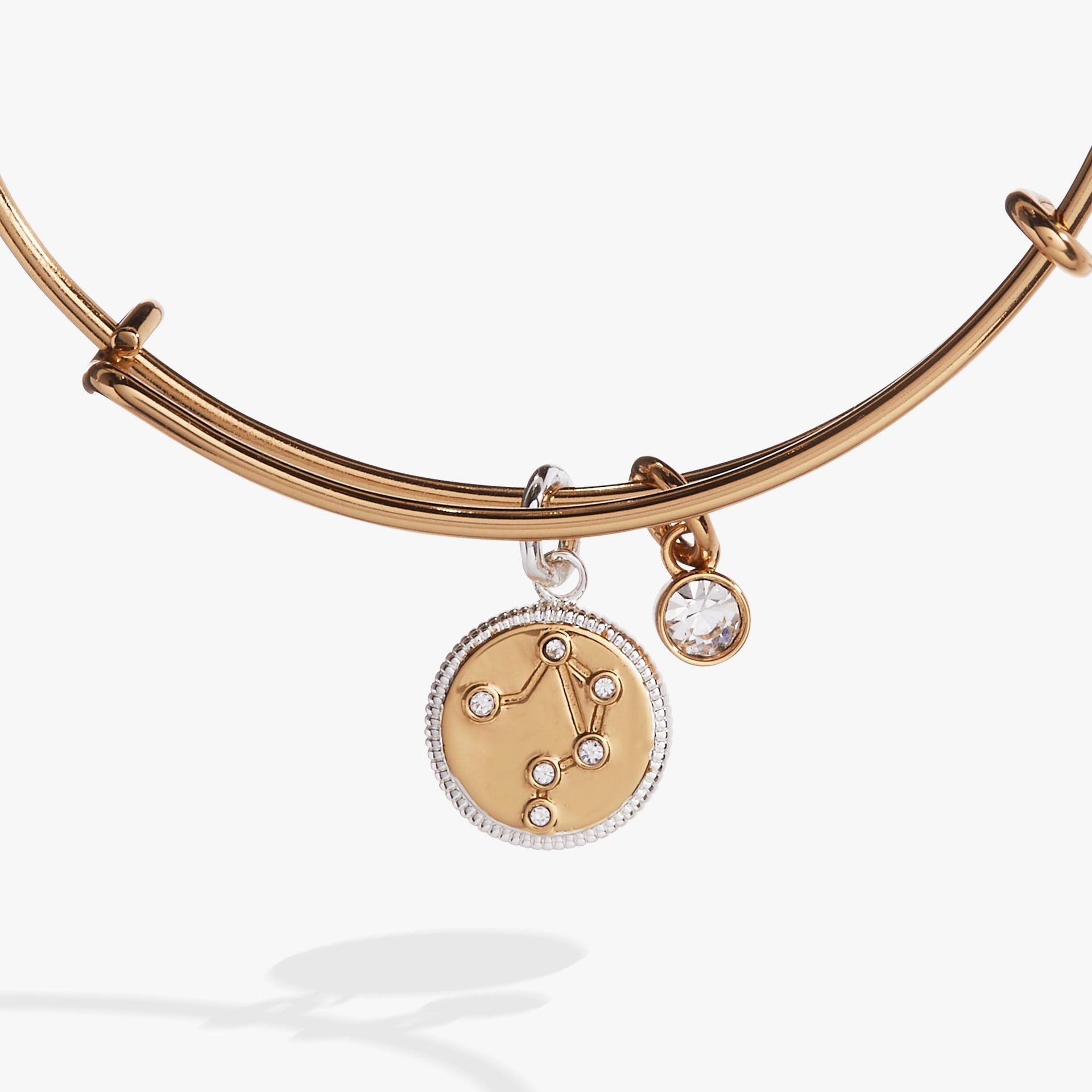 Libra Zodiac Charm Bangle in Two-Tone Gold and Silver