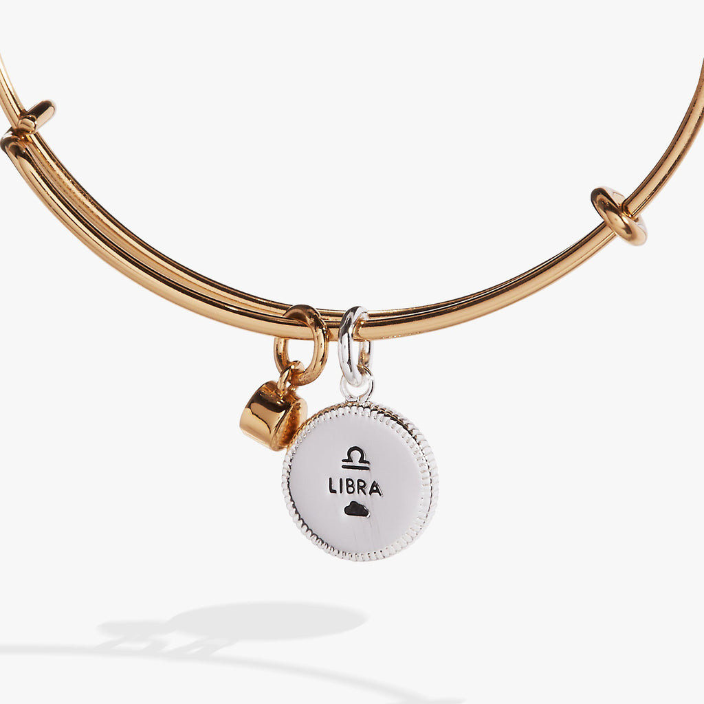 Libra Zodiac Charm Bangle in Two-Tone Gold and Silver