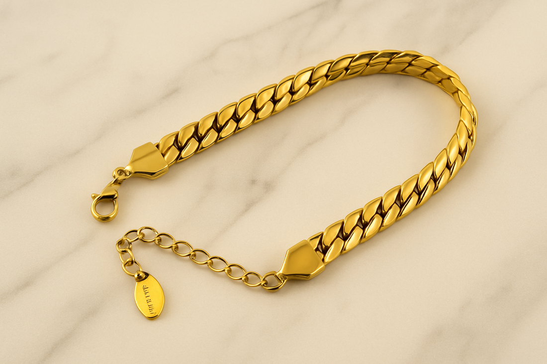 Hypoallergenic Gold Chain Bracelet - Nickel Free Stainless Steel Jewelry for Sensitive Skin