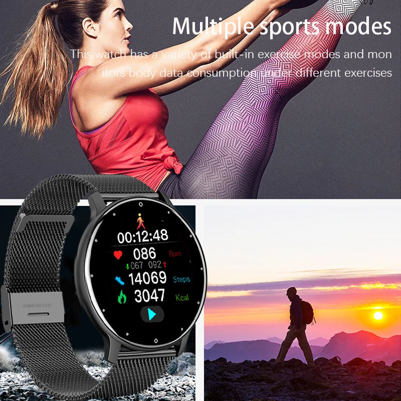 AquaSport™ Waterproof Smartwatch – Rose Gold Mesh Band & Fitness Tracker