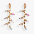 Muted multi-colored resin light bulb linear earrings with crystal pave accents.