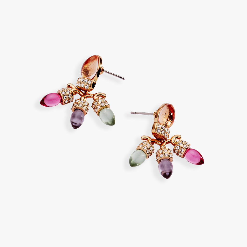 Christmas Muted Light Bulb Jacket Earrings with Crystal Pave
