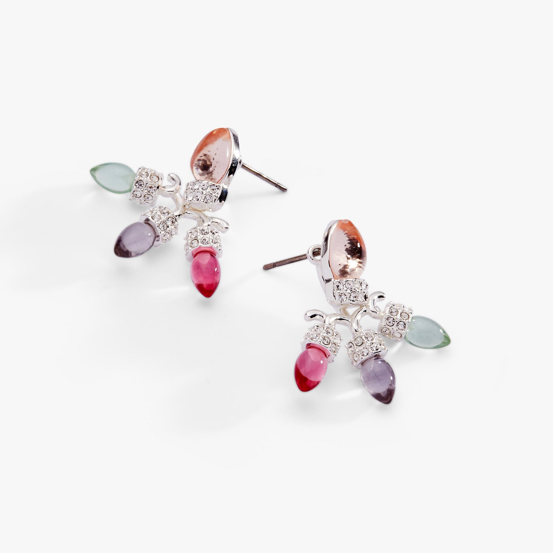 Christmas Muted Light Bulb Jacket Earrings with Crystal Pave