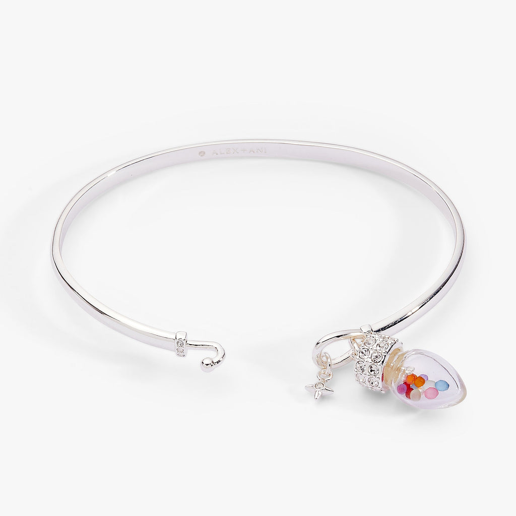 Christmas Light Bulb Shaker Tension Cuff Bracelet with Pave Accents