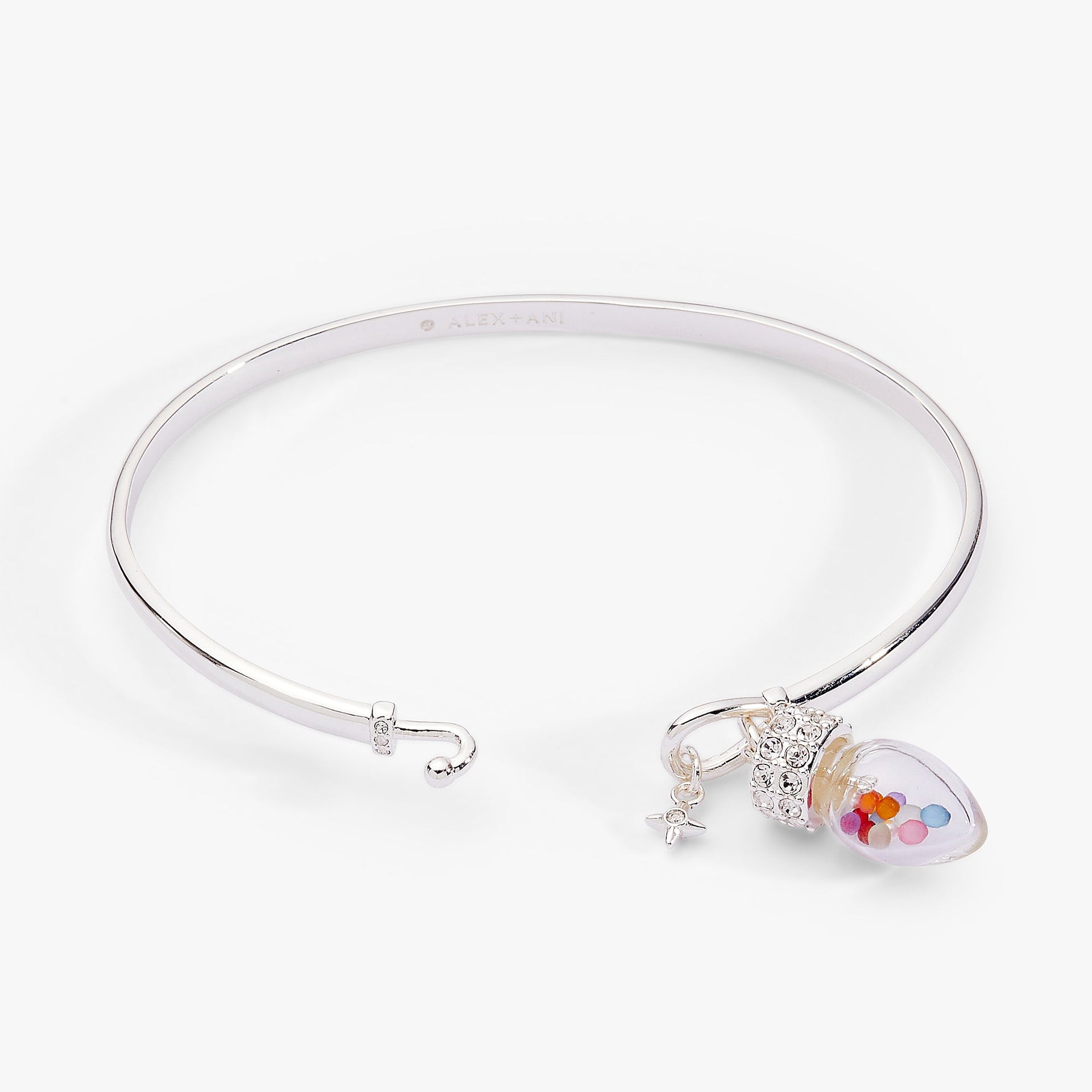 Christmas Light Bulb Shaker Tension Cuff Bracelet with Pave Accents
