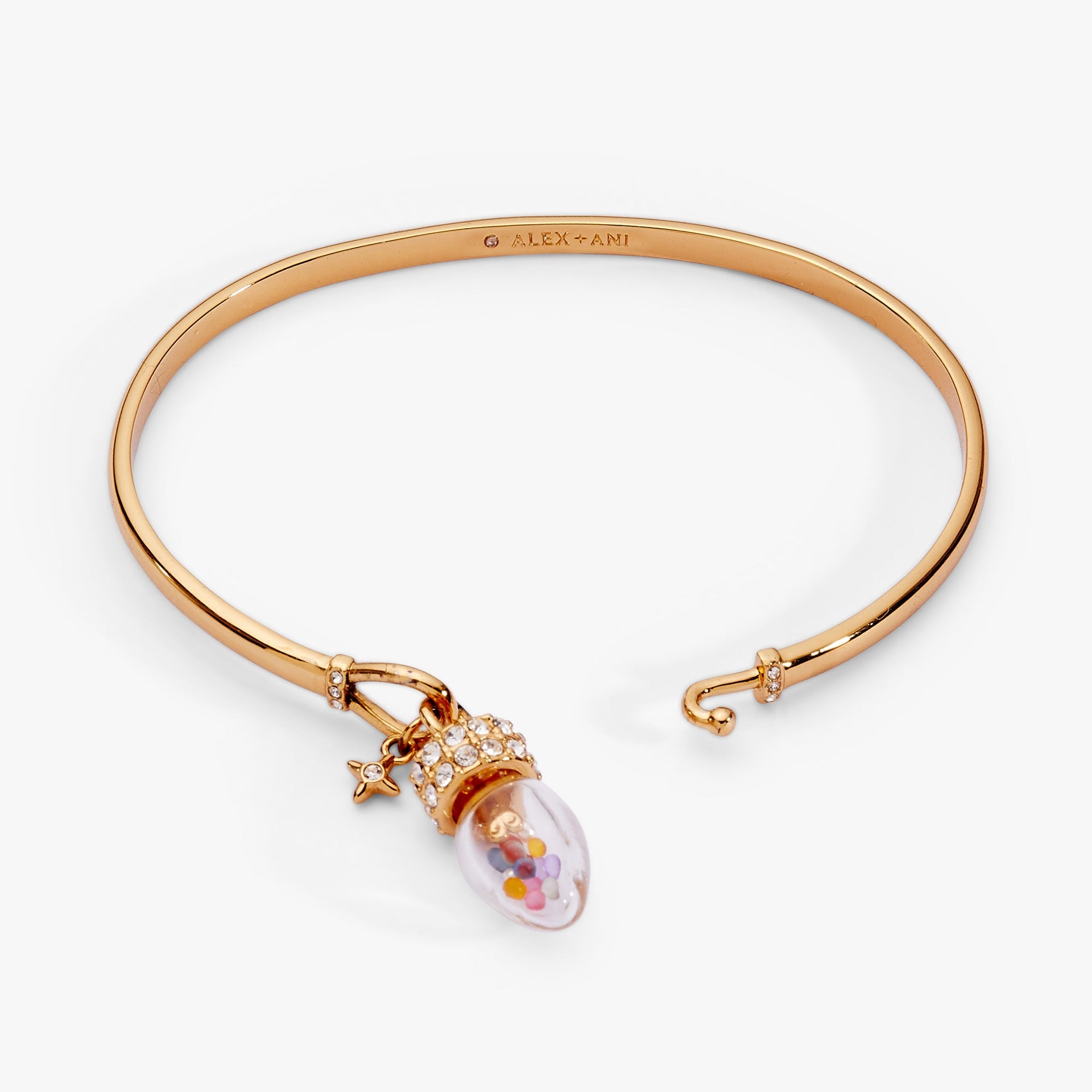 Christmas Light Bulb Shaker Tension Cuff Bracelet with Pave Accents