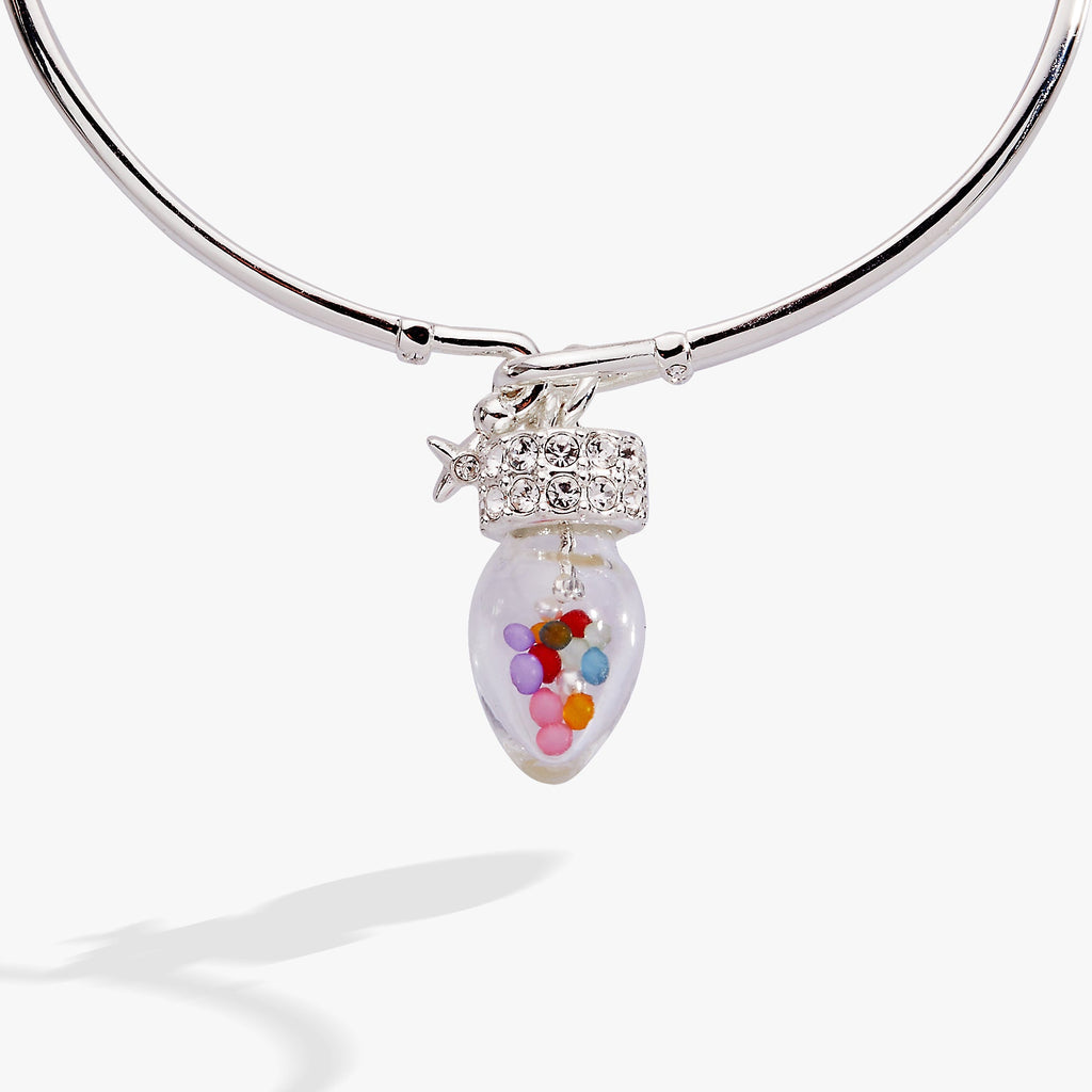 Christmas Light Bulb Shaker Tension Cuff Bracelet with Pave Accents