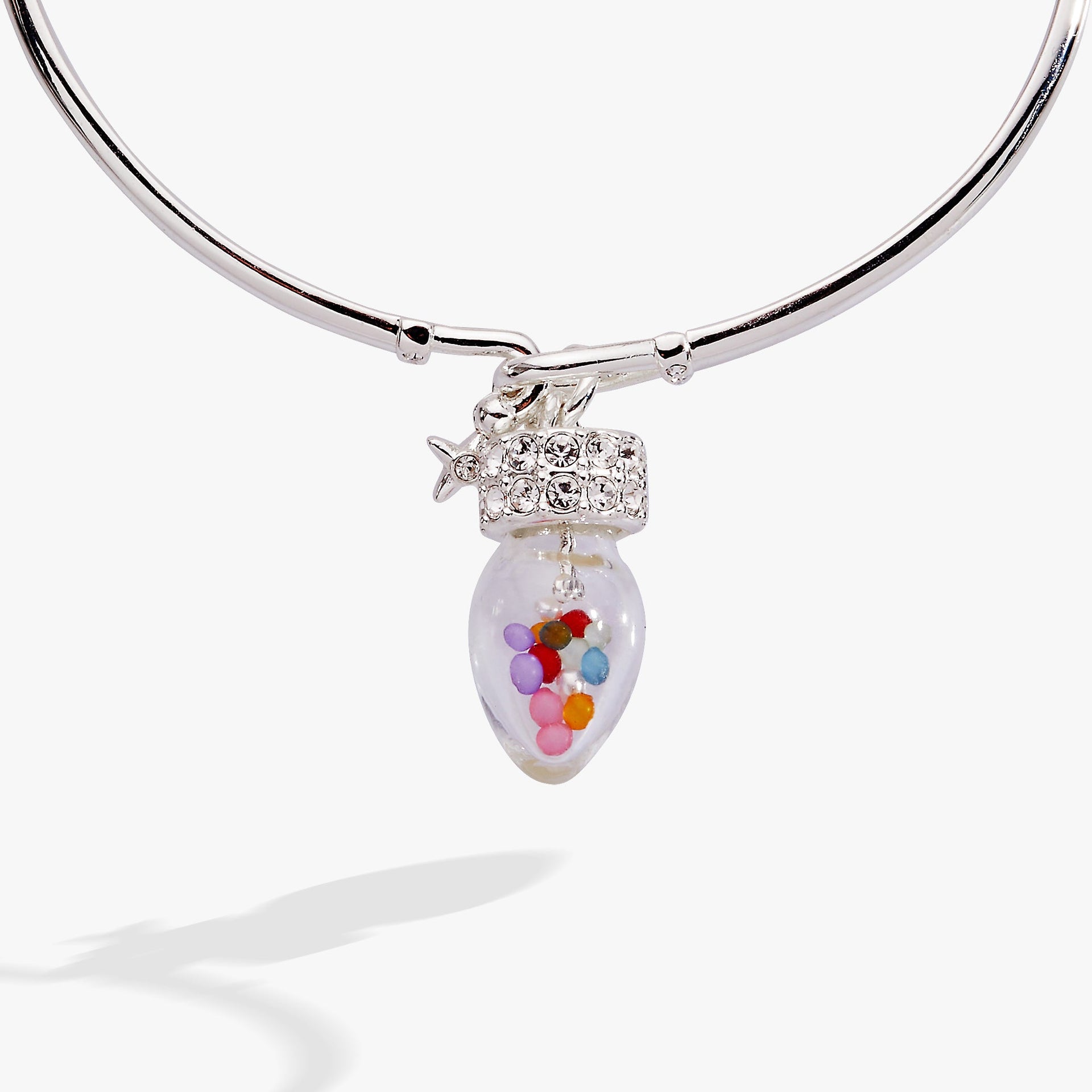 Christmas Light Bulb Shaker Tension Cuff Bracelet with Pave Accents