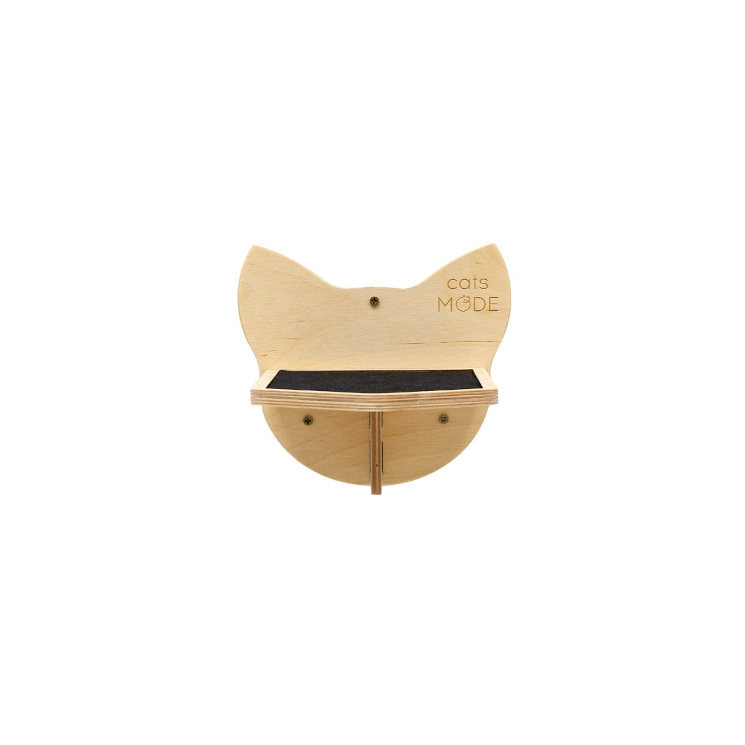 Lightweight wooden cat step mounted on a wall for pet climbing and vertical enrichment