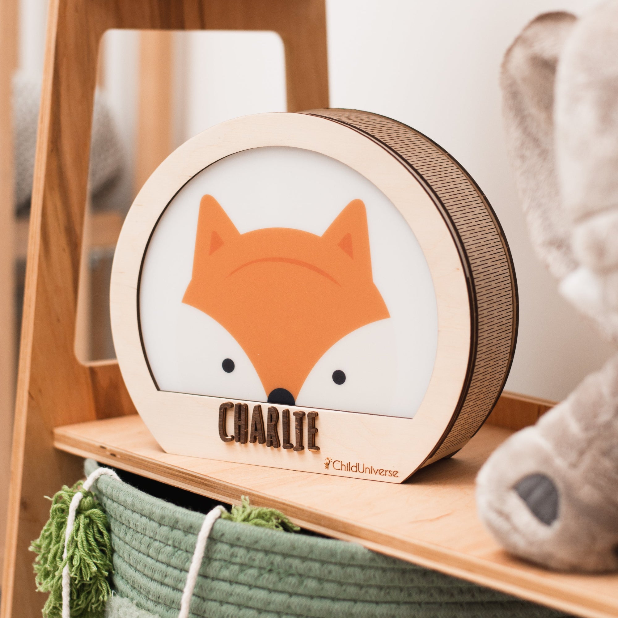 Personalized Fox Night Light for Nursery and Kids' Room