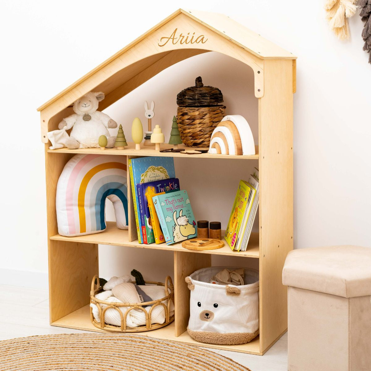 White Dollhouse Bookcase and Toy Storage for Kids Room