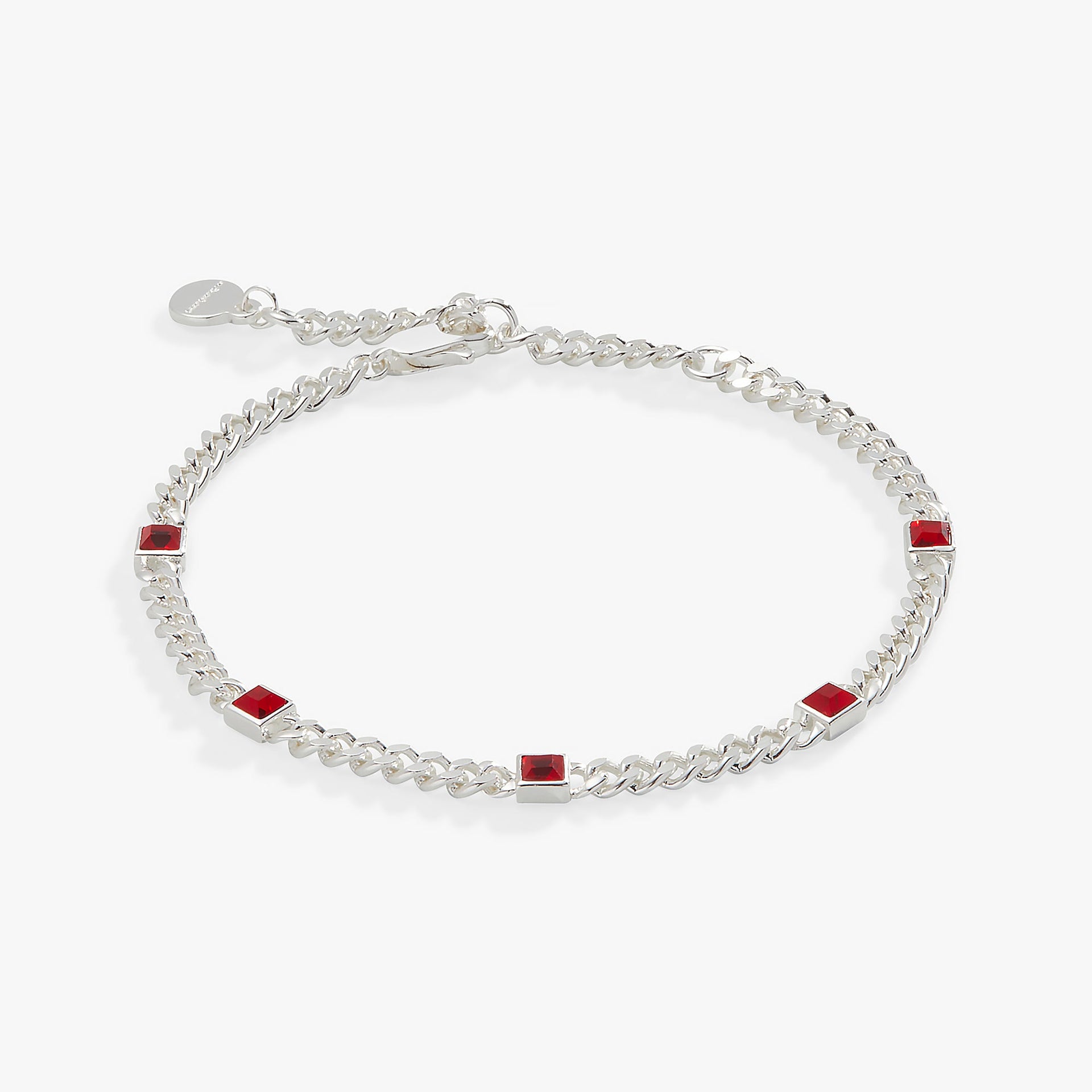 Ruby Curb Chain Bracelet - July Birthstone Jewelry