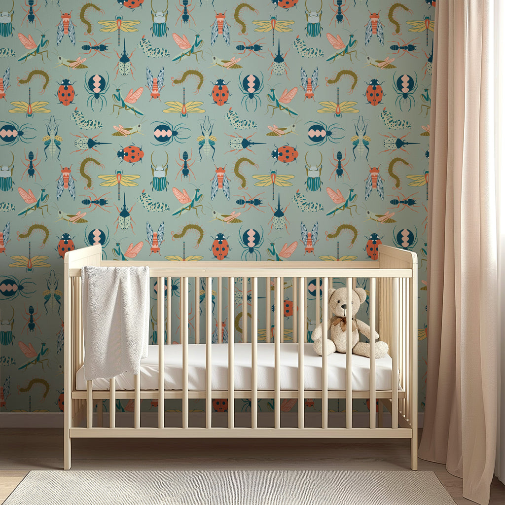 Flick Whimsical Nature-Inspired Removable Wallpaper, Sage Green