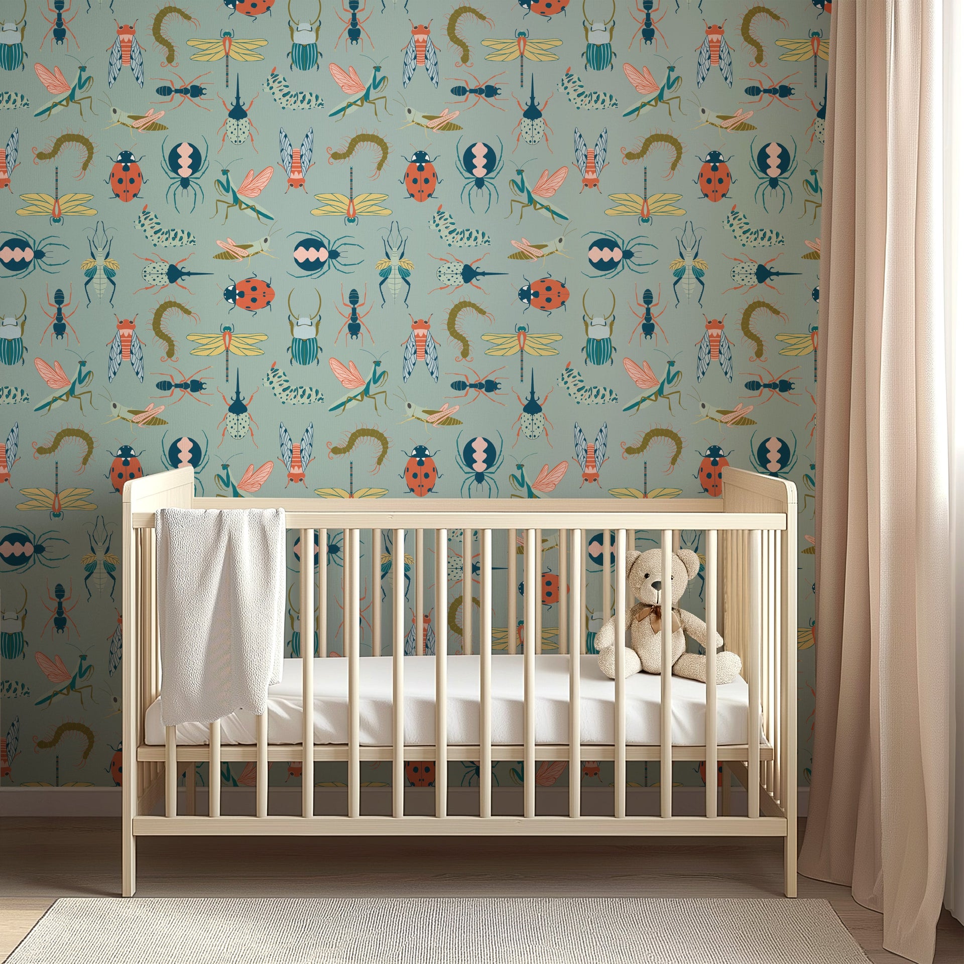 Flick Whimsical Nature-Inspired Removable Wallpaper, Sage Green