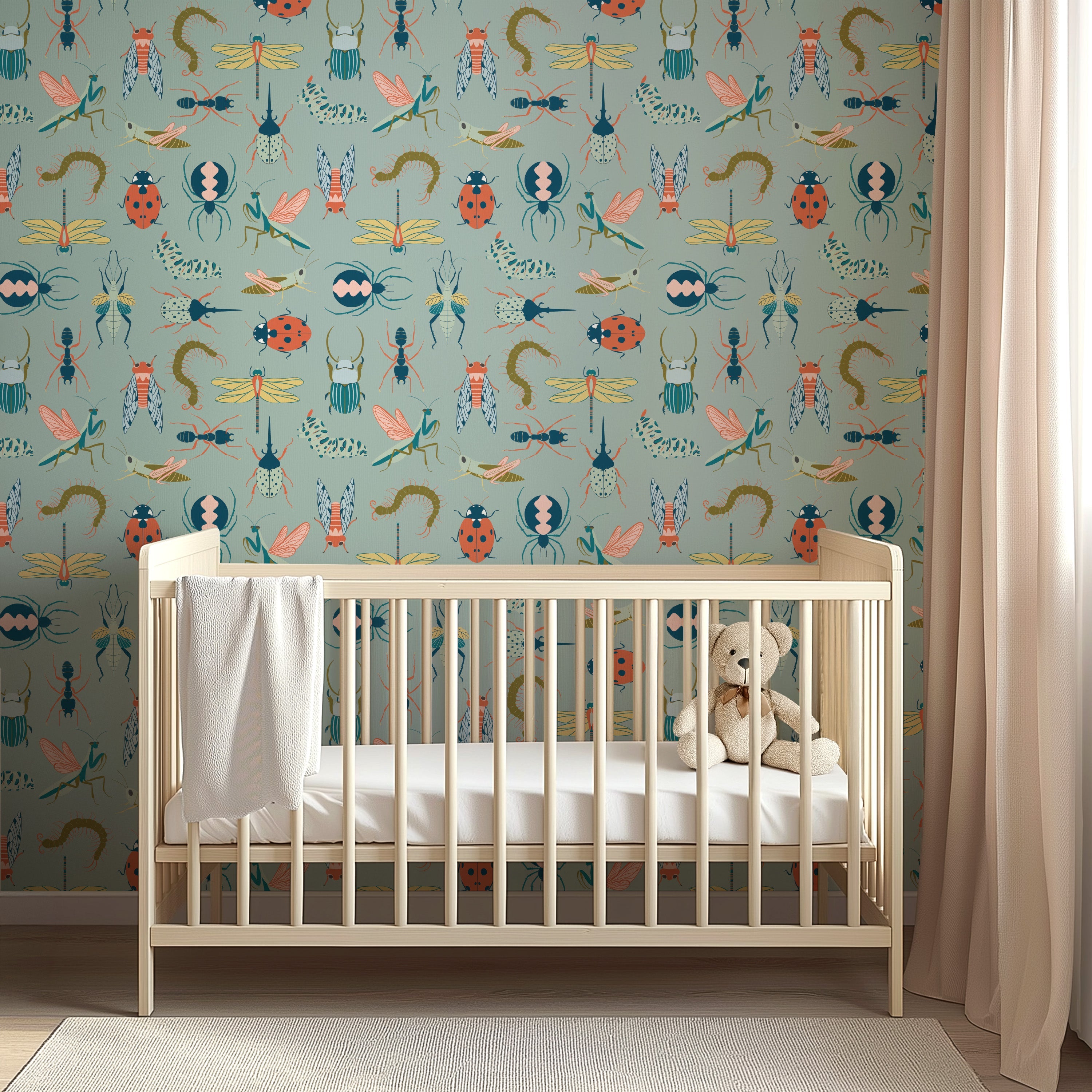 Flick Whimsical Nature-Inspired Removable Wallpaper, Sage Green