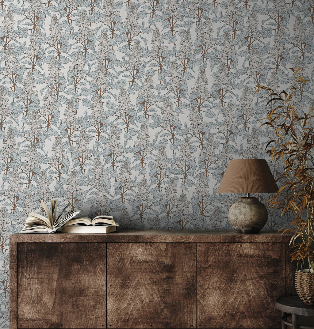 Lilac Floral Peel and Stick Removable Wallpaper for Modern Home