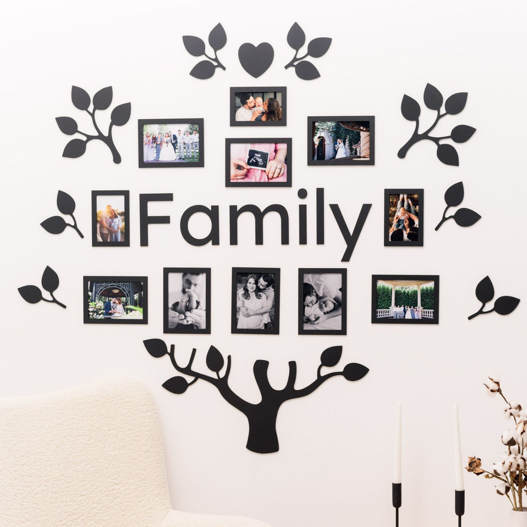 Black Ember LED Family Tree Wall Art with Warm Glow Lighting