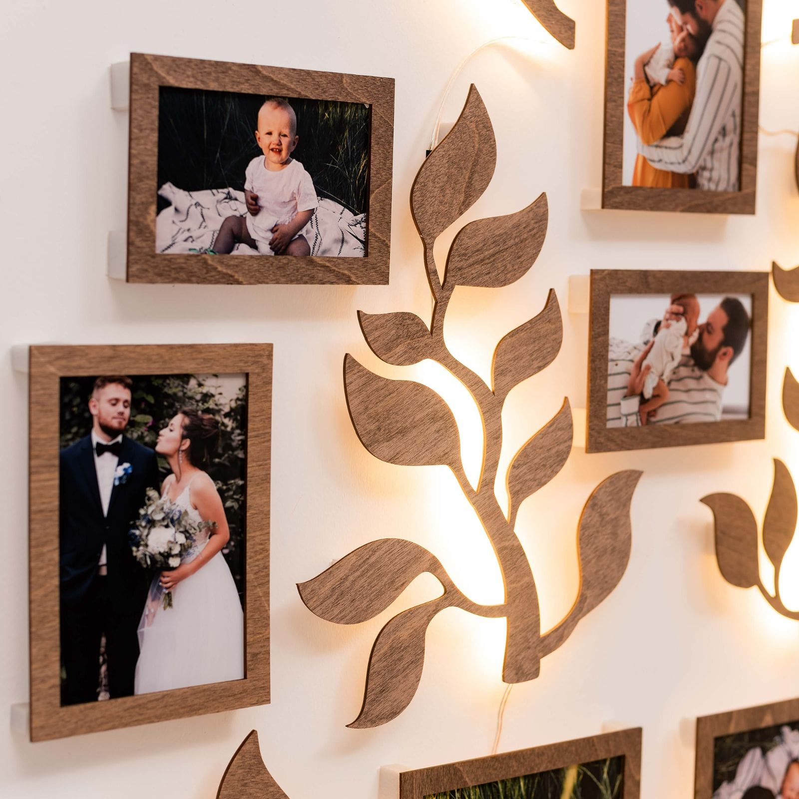 Nova Wooden LED Family Tree Wall Decor with Soft Glow Lighting
