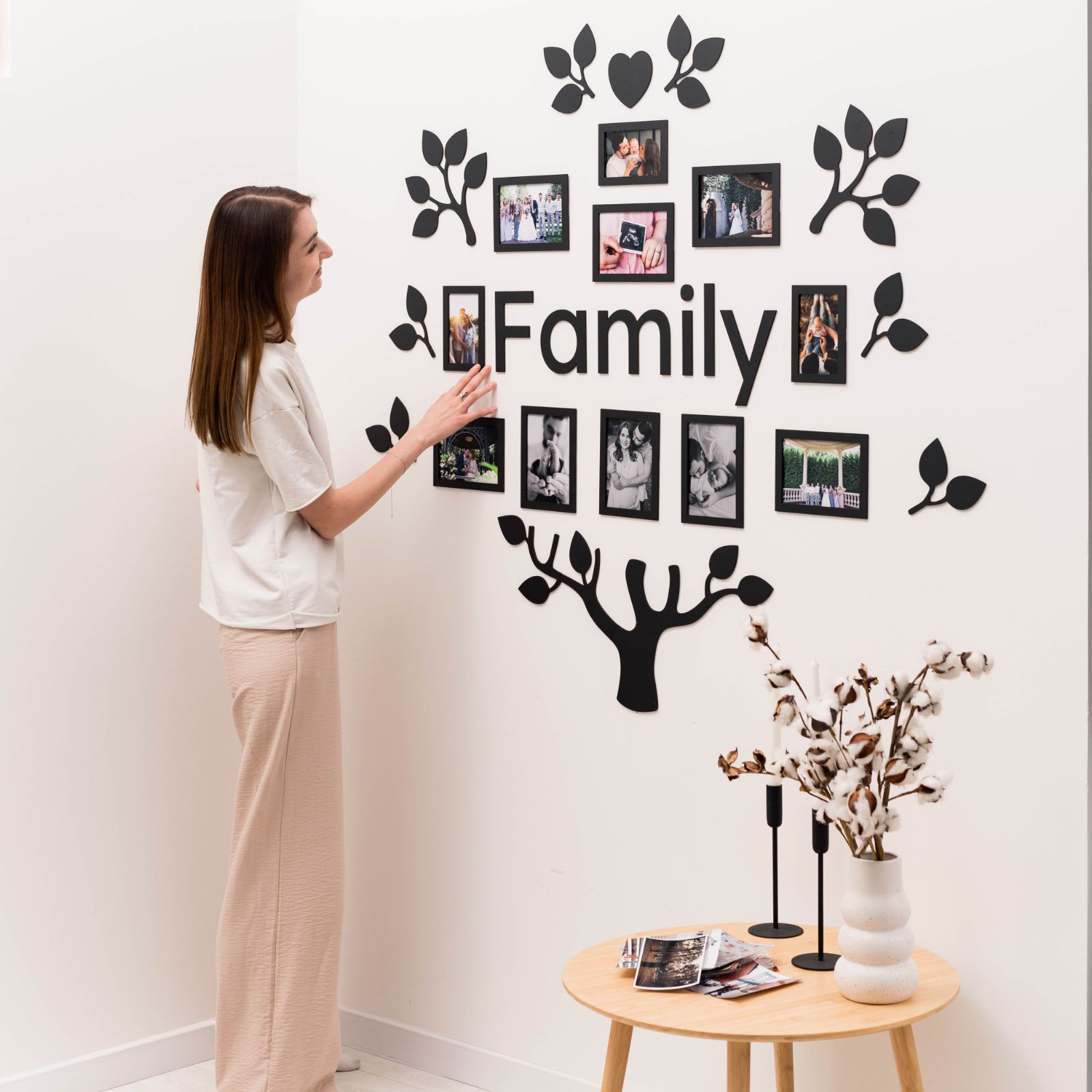 Black Ember LED Family Tree Wall Art with Warm Glow Lighting