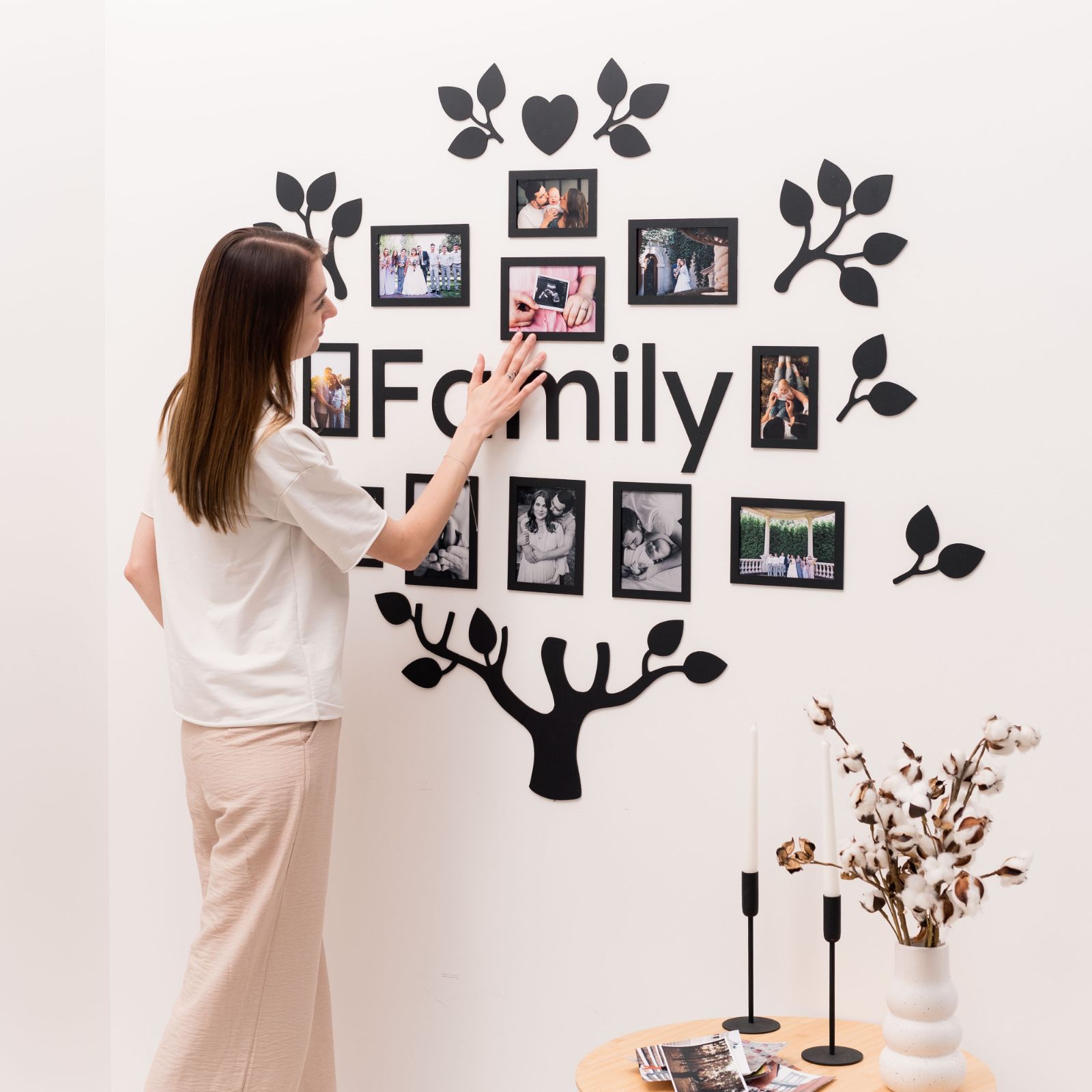 Black Ember LED Family Tree Wall Art with Warm Glow Lighting