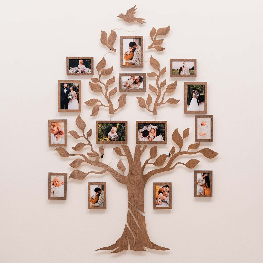 Nova Wooden LED Family Tree Wall Decor with Soft Glow Lighting
