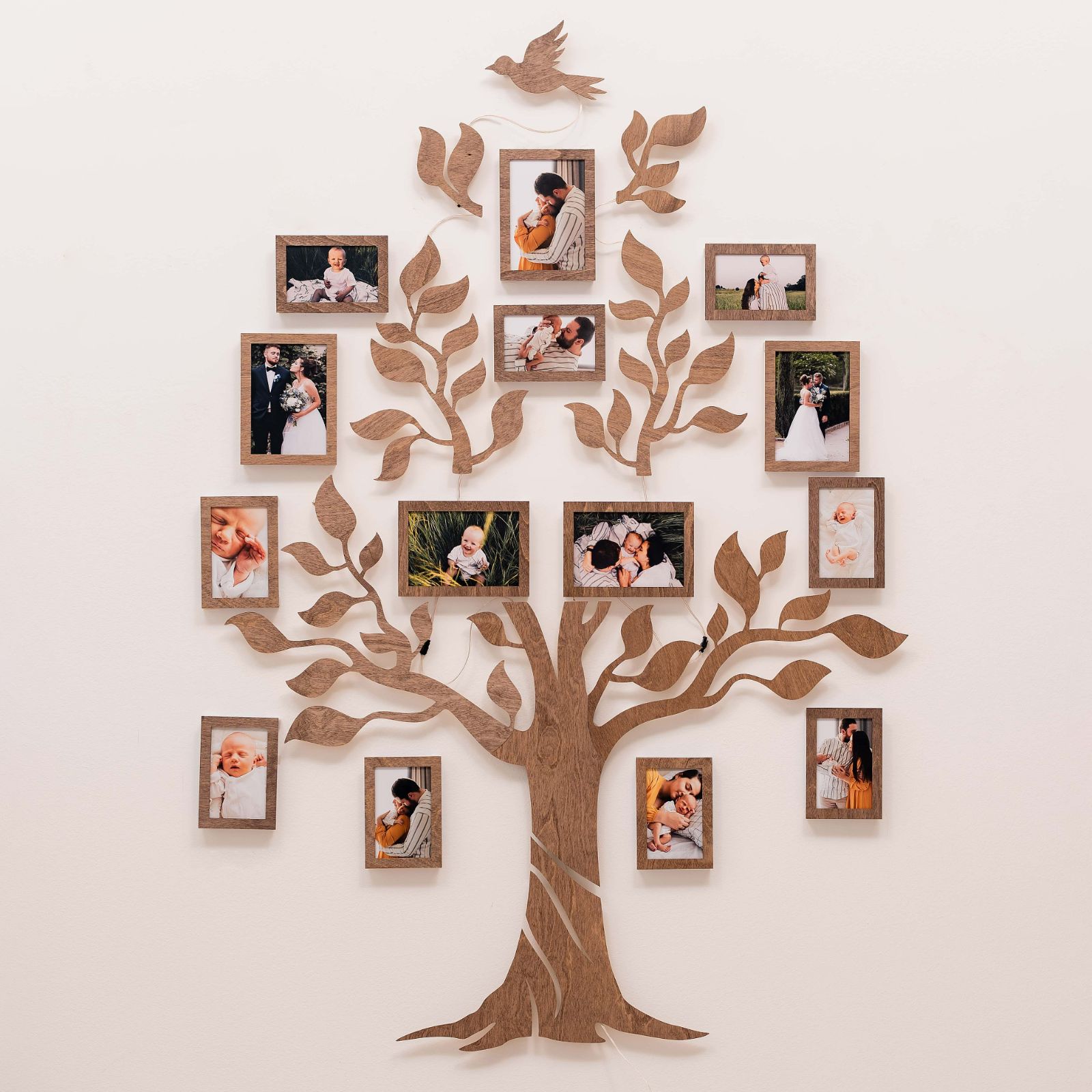 Nova Wooden LED Family Tree Wall Decor with Soft Glow Lighting