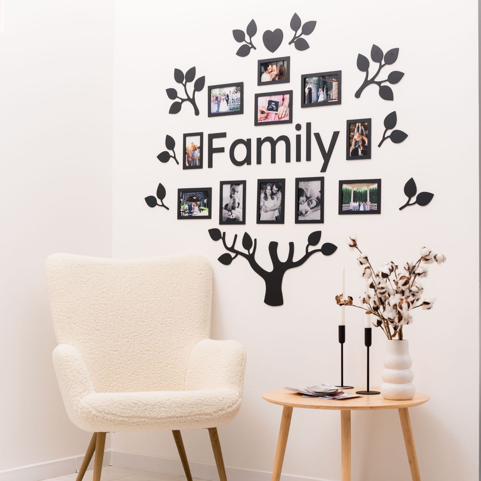 Black Ember LED Family Tree Wall Art with Warm Glow Lighting