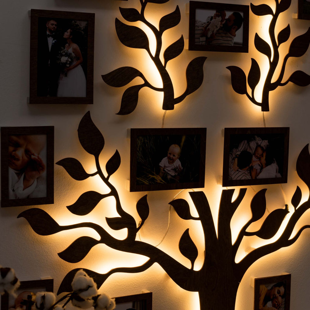 Nova Wooden LED Family Tree Wall Decor with Soft Glow Lighting