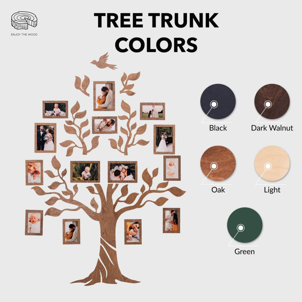 Nova Wooden LED Family Tree Wall Decor with Soft Glow Lighting