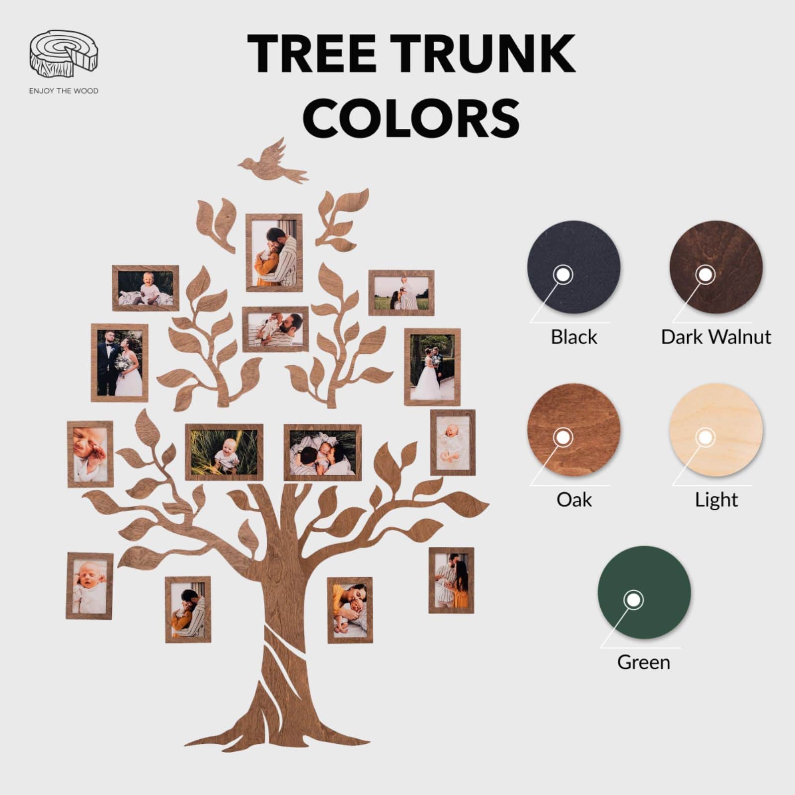Nova Wooden LED Family Tree Wall Decor with Soft Glow Lighting