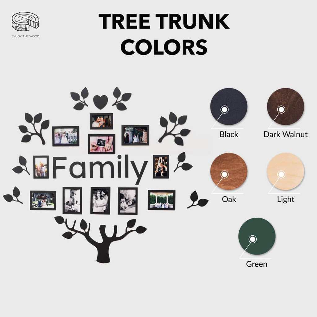 Black Ember LED Family Tree Wall Art with Warm Glow Lighting