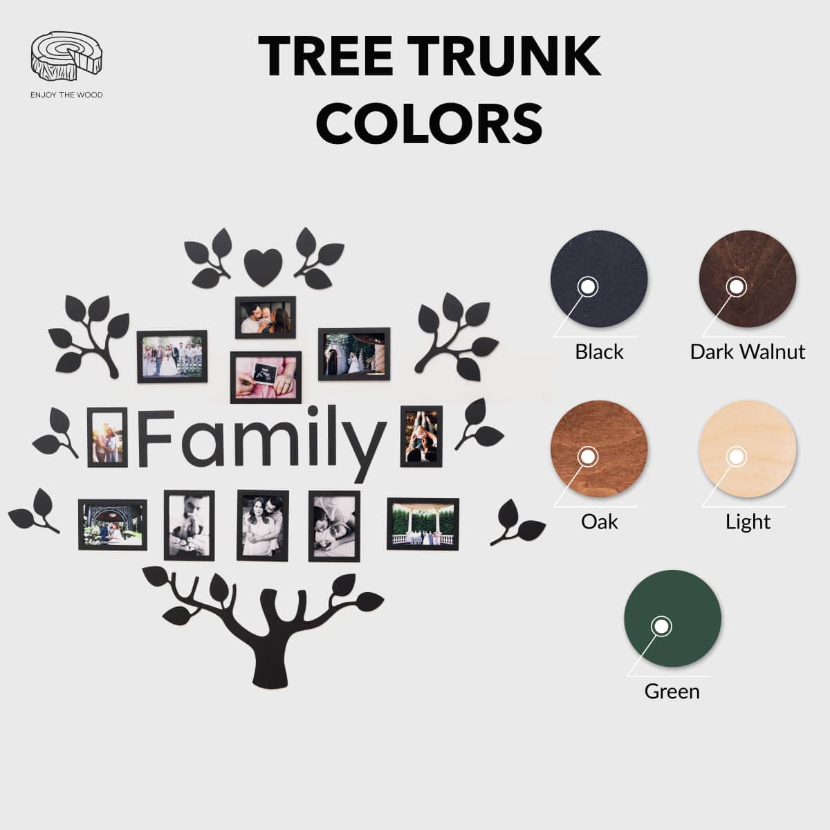 Black Ember LED Family Tree Wall Art with Warm Glow Lighting