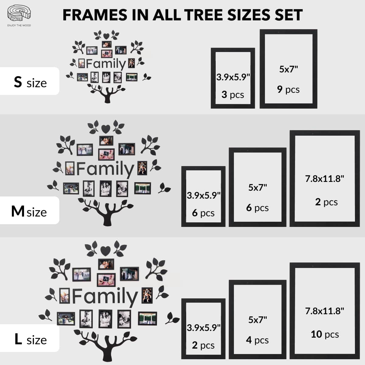 Black Ember LED Family Tree Wall Art with Warm Glow Lighting