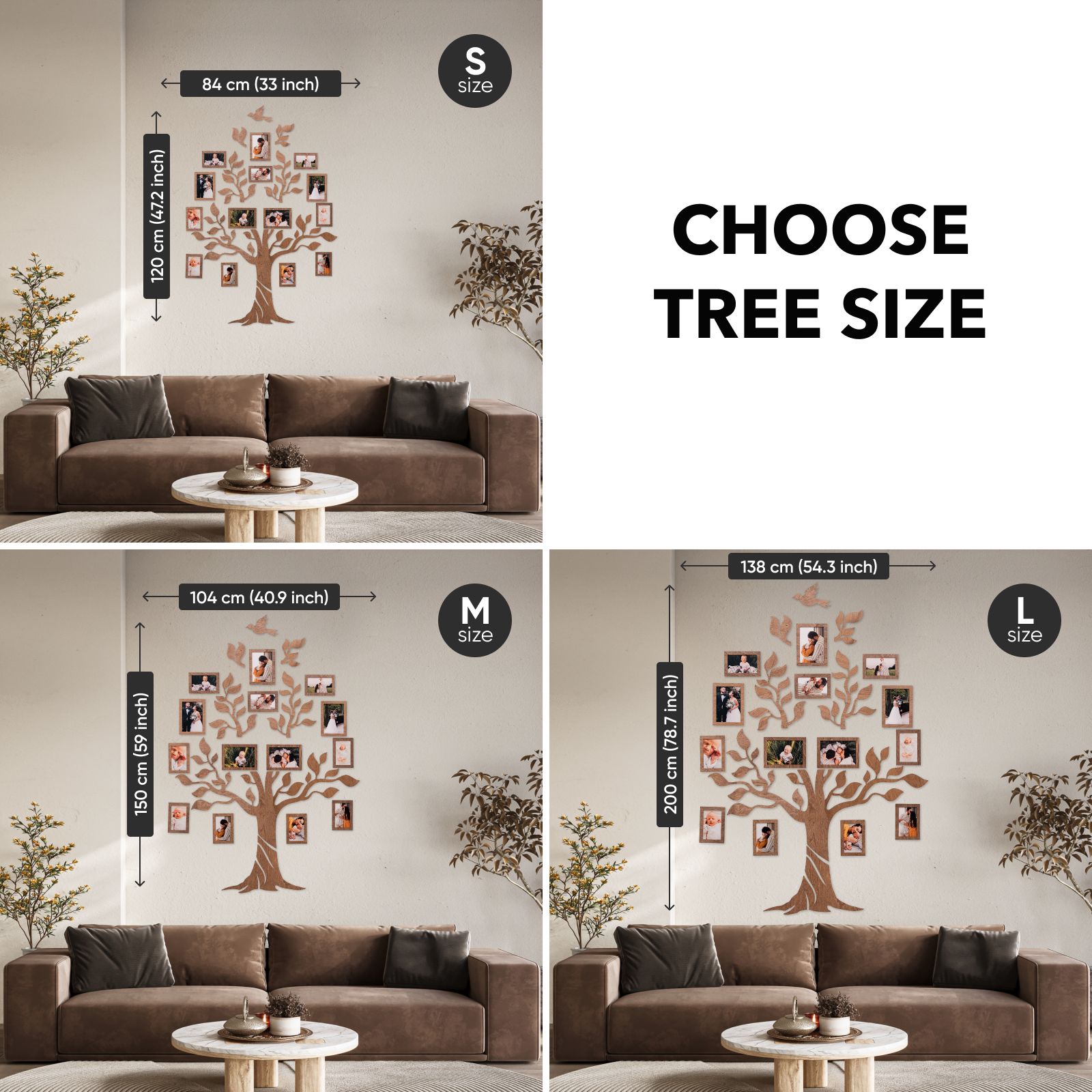Nova Wooden LED Family Tree Wall Decor with Soft Glow Lighting
