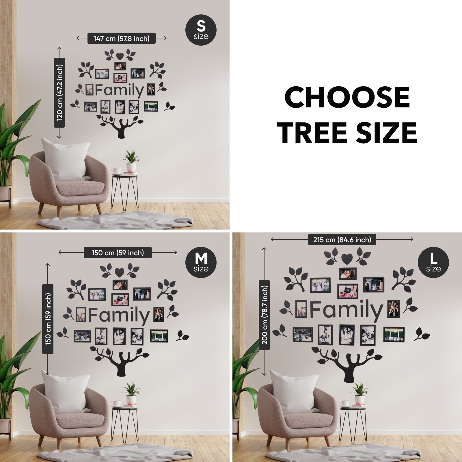 Black Ember LED Family Tree Wall Art with Warm Glow Lighting