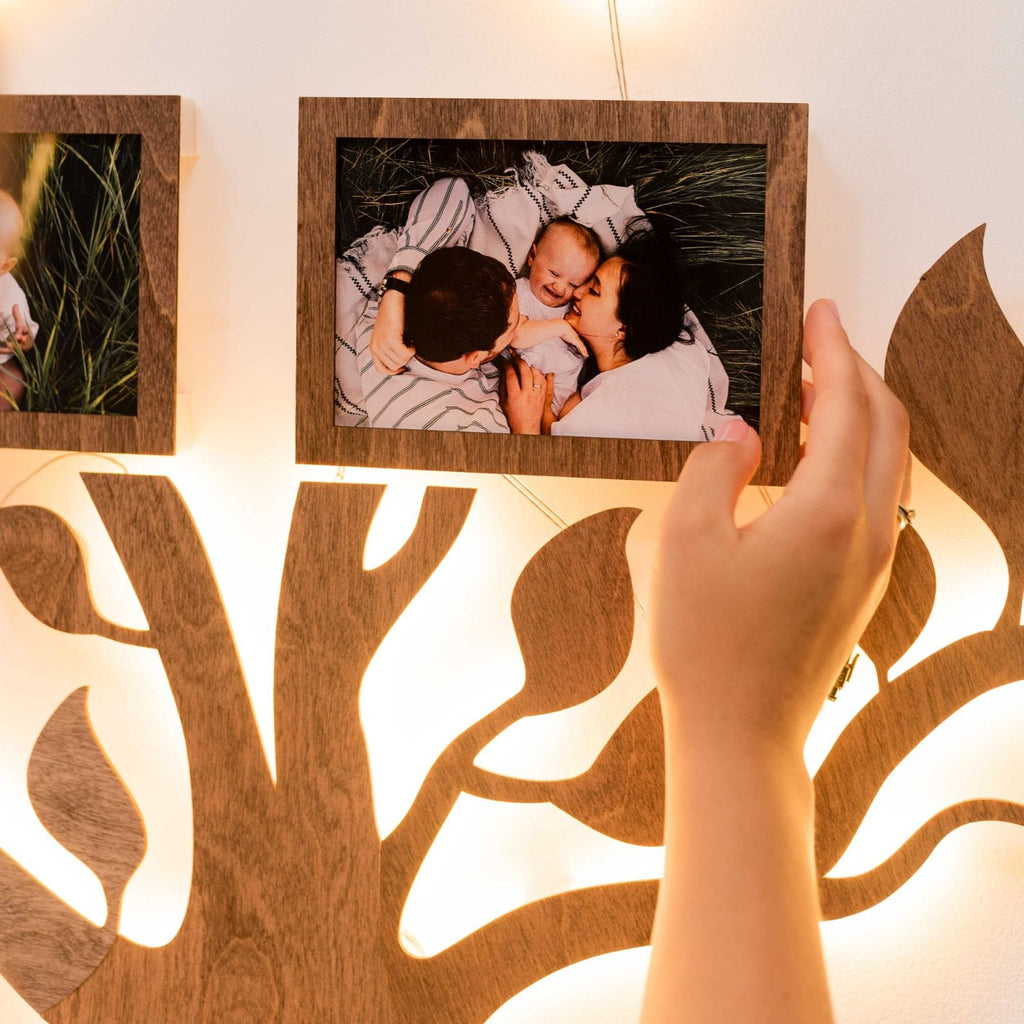 Nova Wooden LED Family Tree Wall Decor with Soft Glow Lighting
