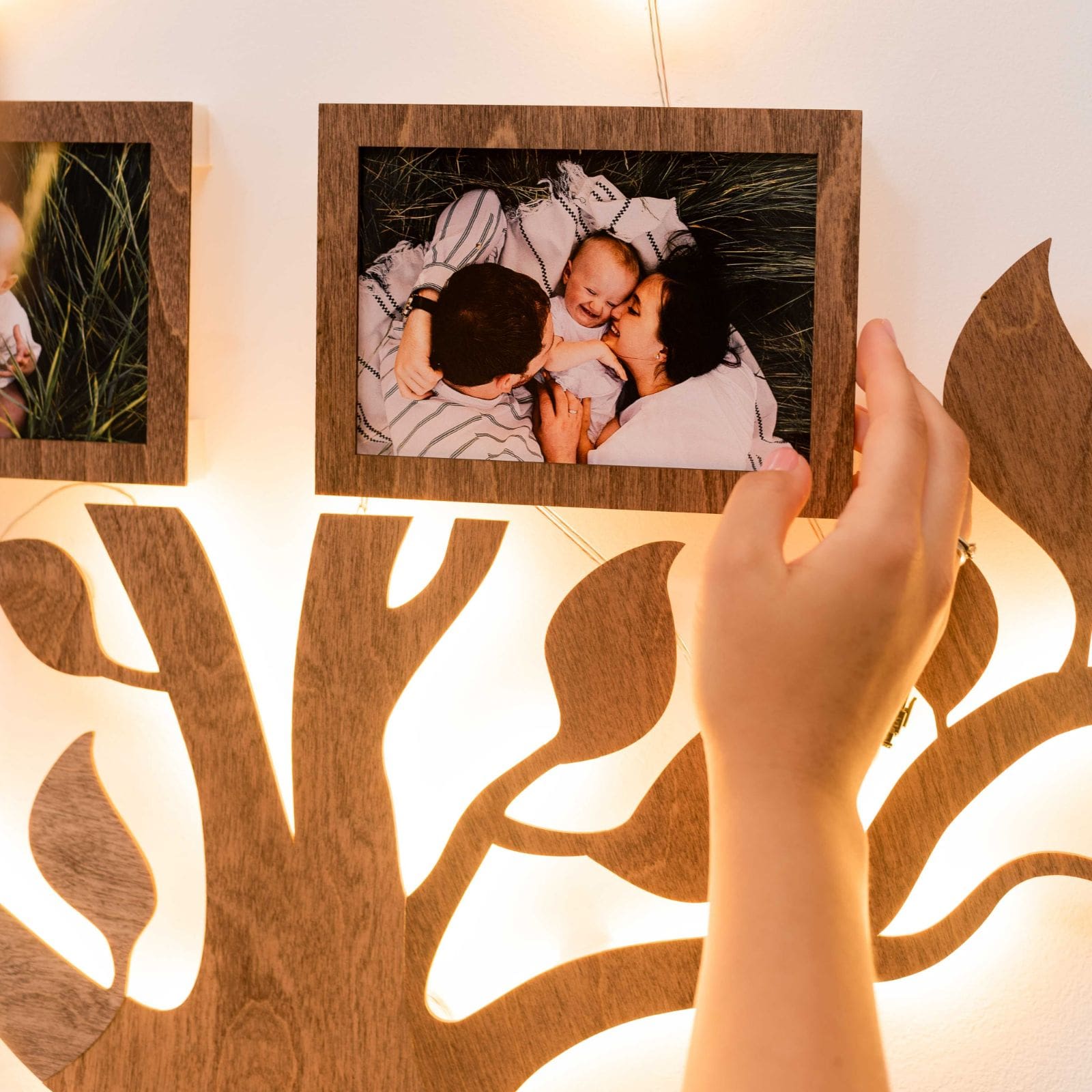 Nova Wooden LED Family Tree Wall Decor with Soft Glow Lighting