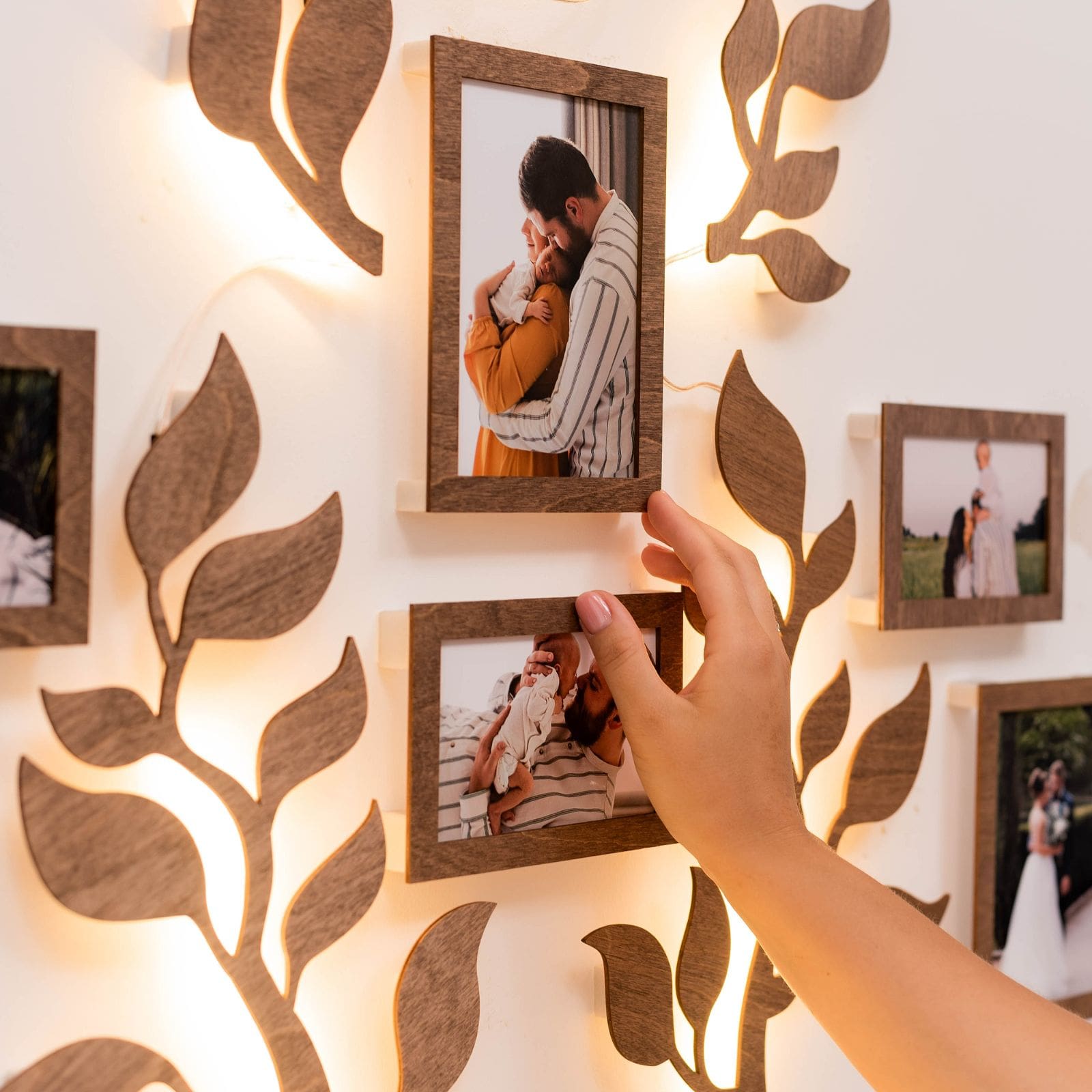 Nova Wooden LED Family Tree Wall Decor with Soft Glow Lighting