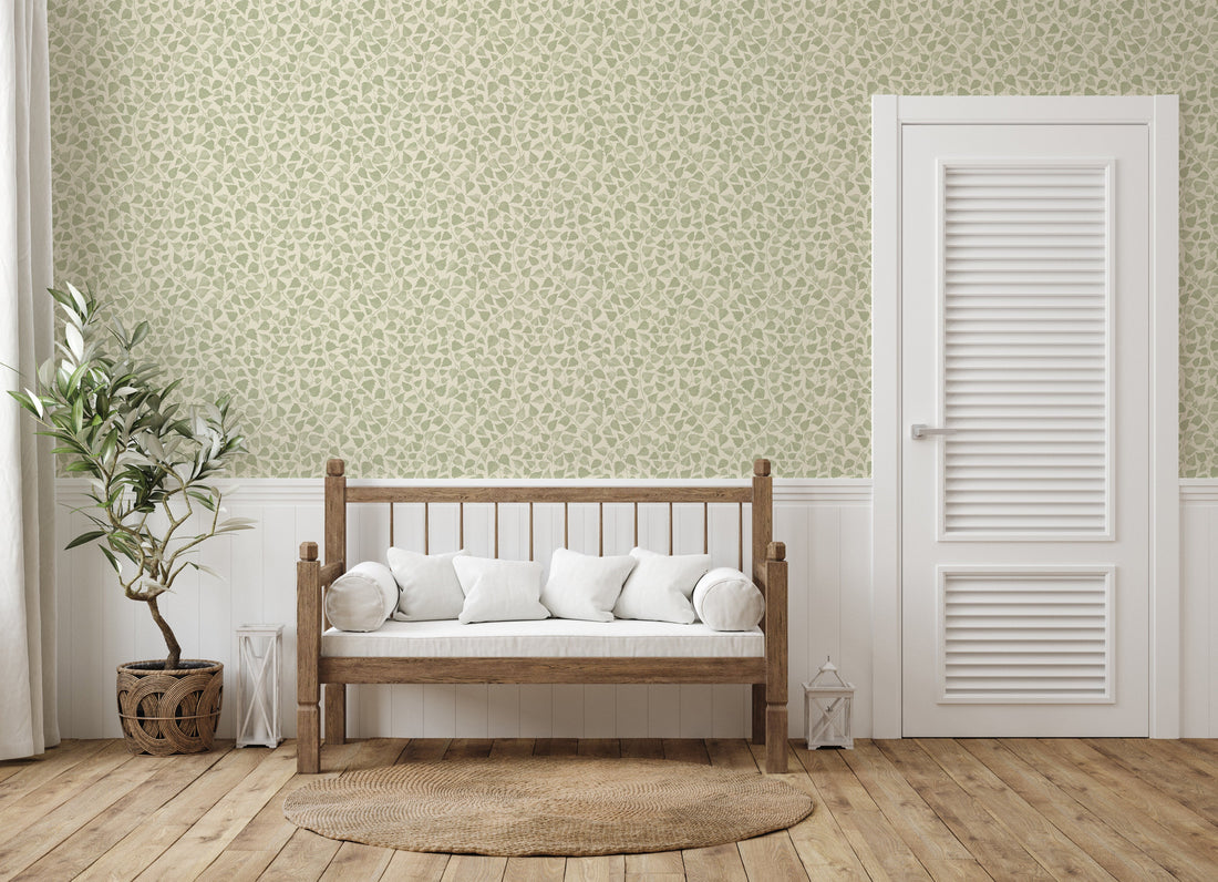 Iveline Floral Removable Wallpaper in Blue, Beige and Green