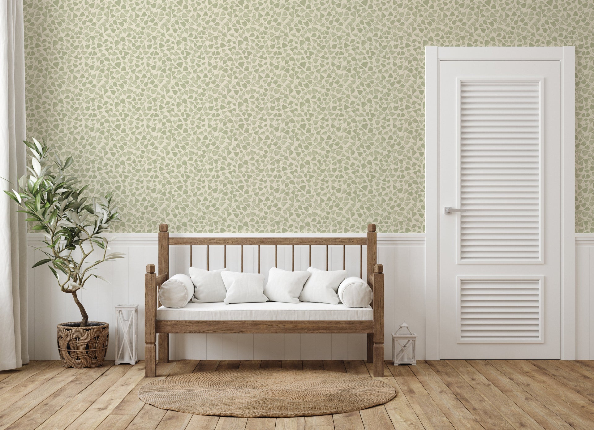 Iveline Floral Removable Wallpaper in Blue, Beige and Green