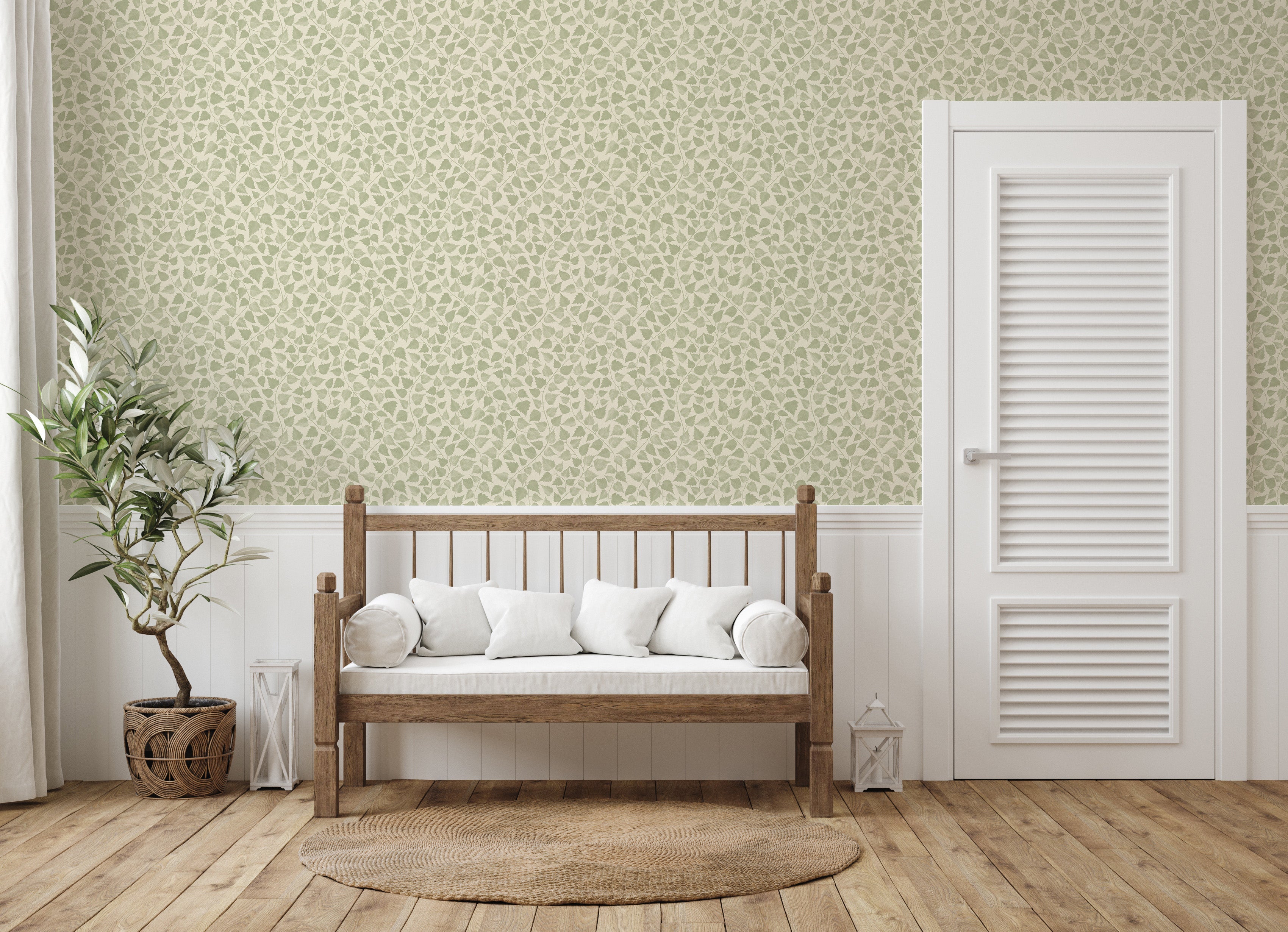 Iveline Floral Removable Wallpaper in Blue, Beige and Green