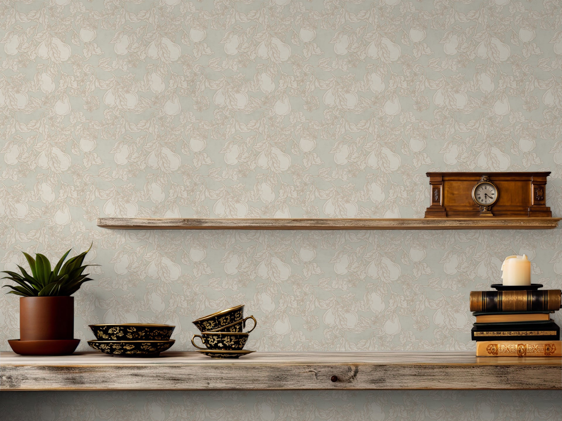 Copeland Cottagecore Wallpaper in Taupe and Brown