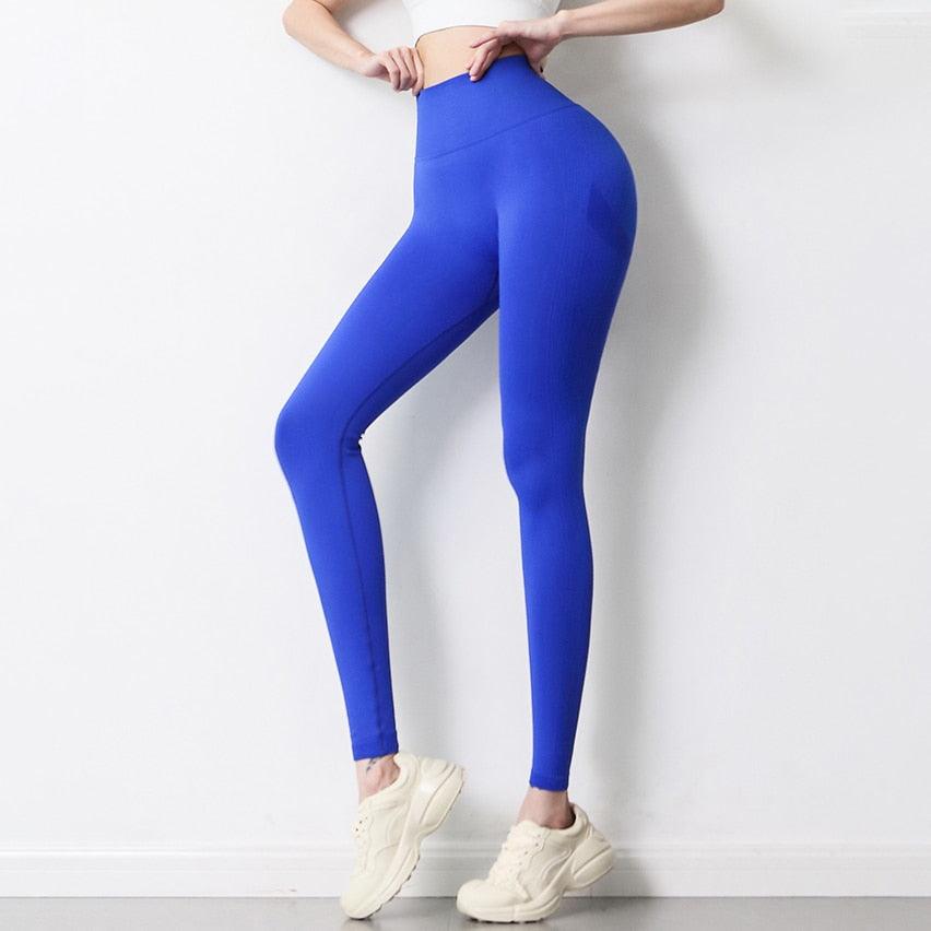 High-Waisted Seamless Yoga Leggings, Stretchy Athletic Fitness Pants
