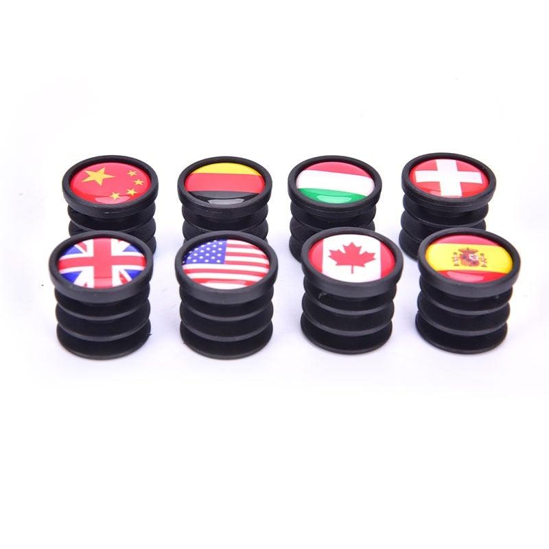 Mini Bicycle Handlebar End Plugs, Decorative National Flag Caps