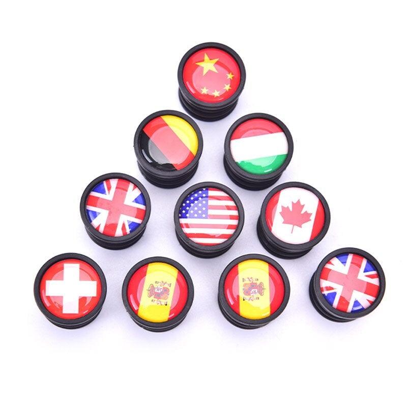 Mini bicycle handlebar end plugs with a national flag design