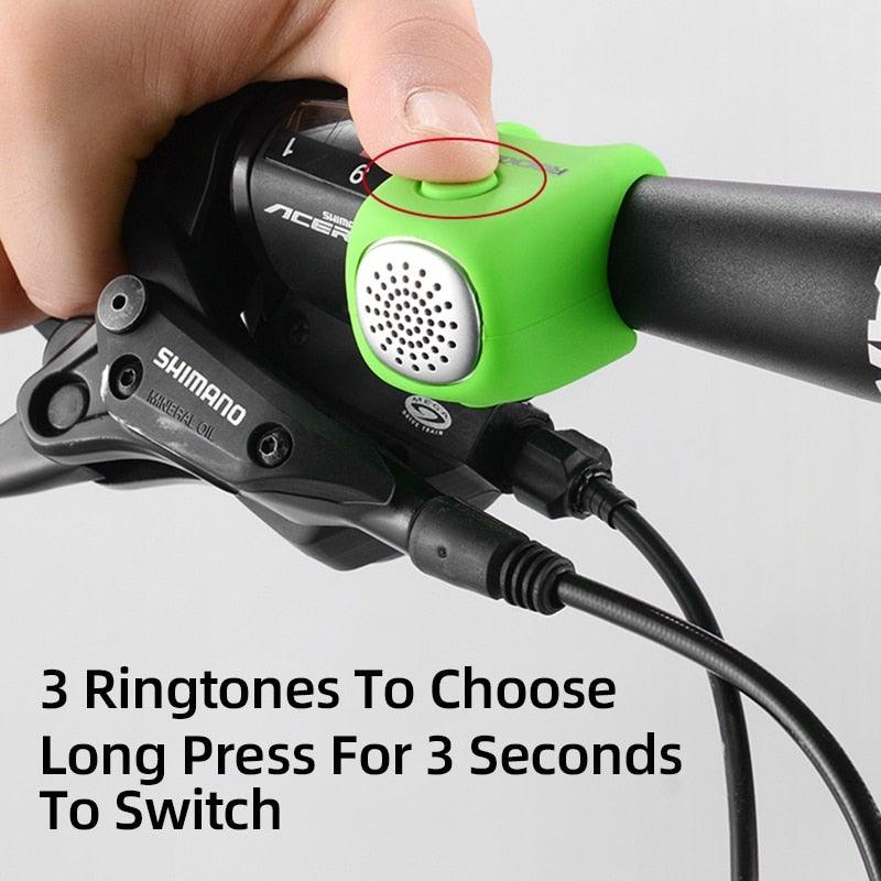 Soft silicone electric bike bell for kids in a neutral color