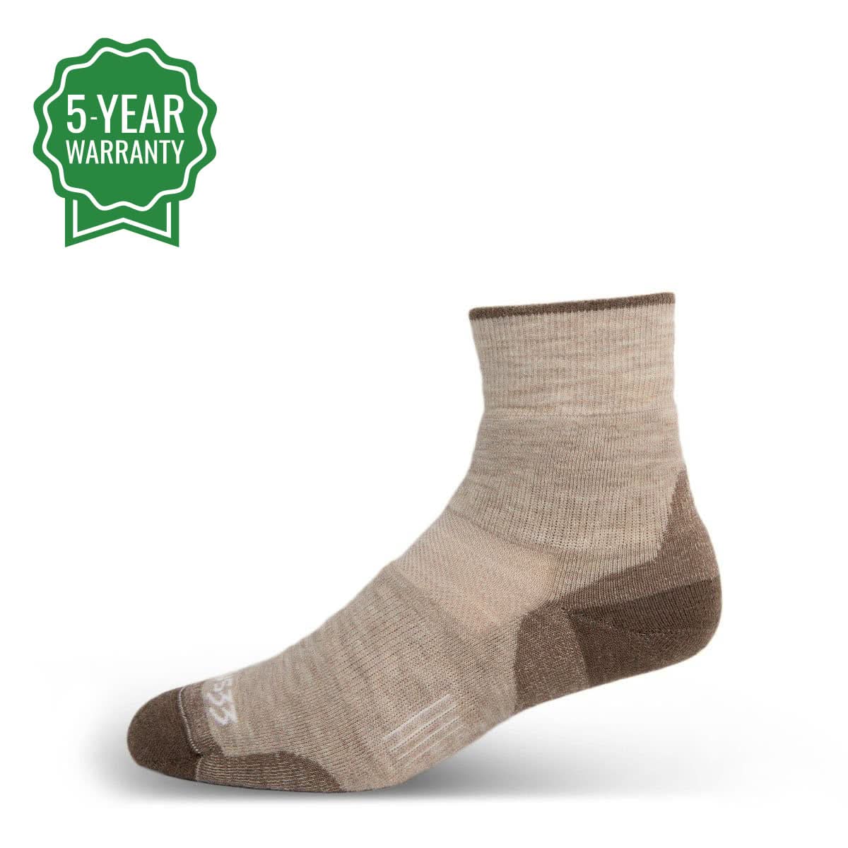 Unisex lightweight Merino wool mini crew socks in solid earth tones for hiking and outdoor use.