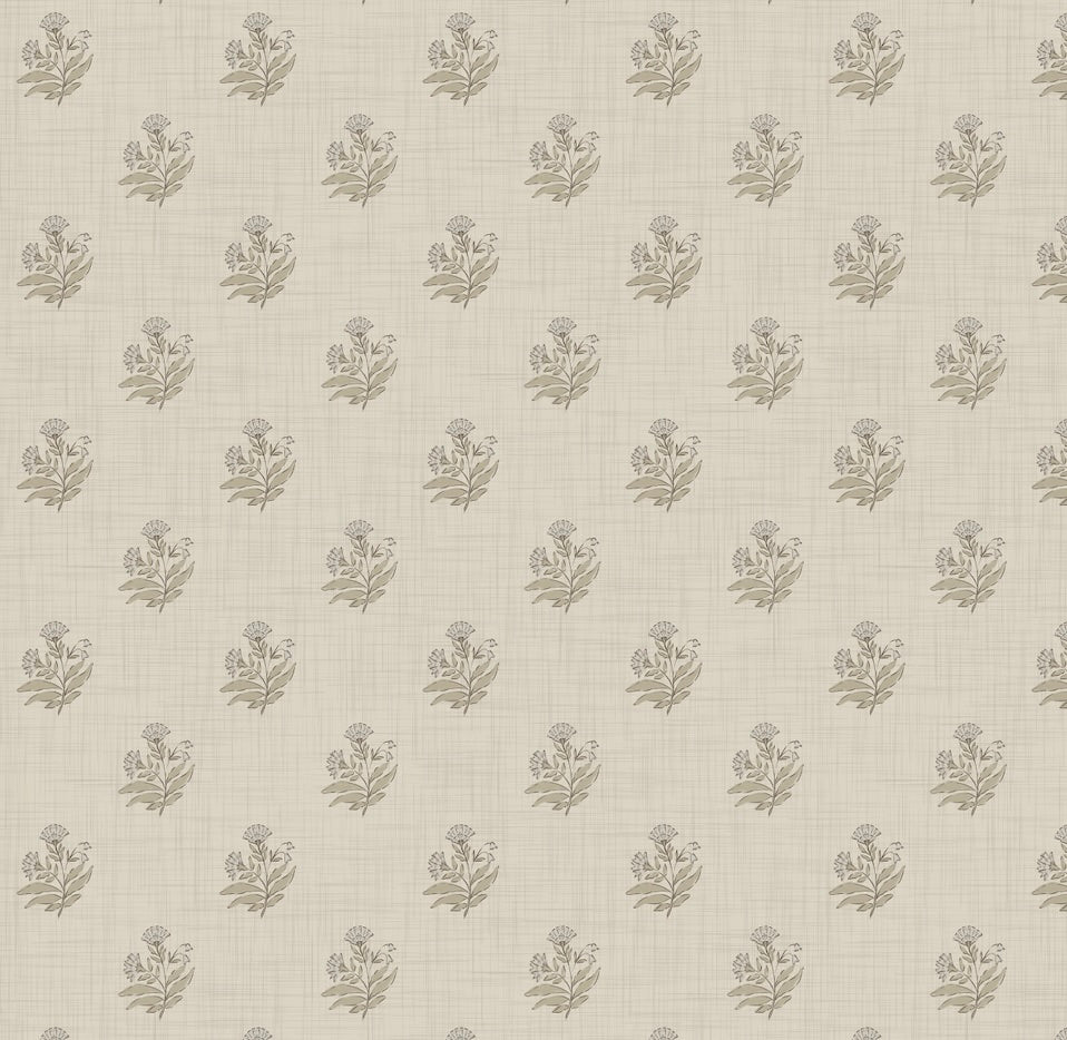 Mulberry Court Floral Removable Wallpaper in Beige and Brown