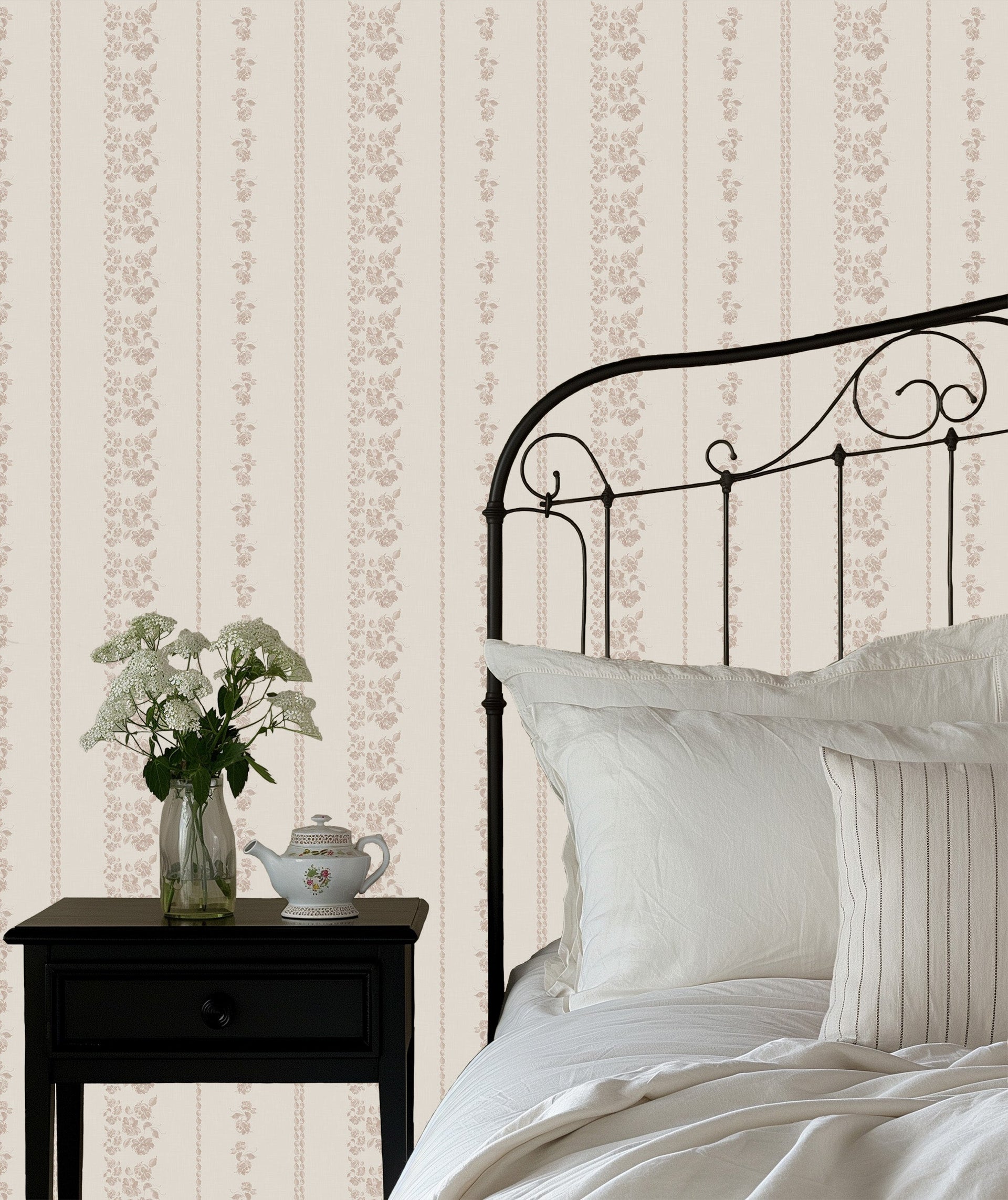 Roselle Stripe Removable Wallpaper in Brown and Cream
