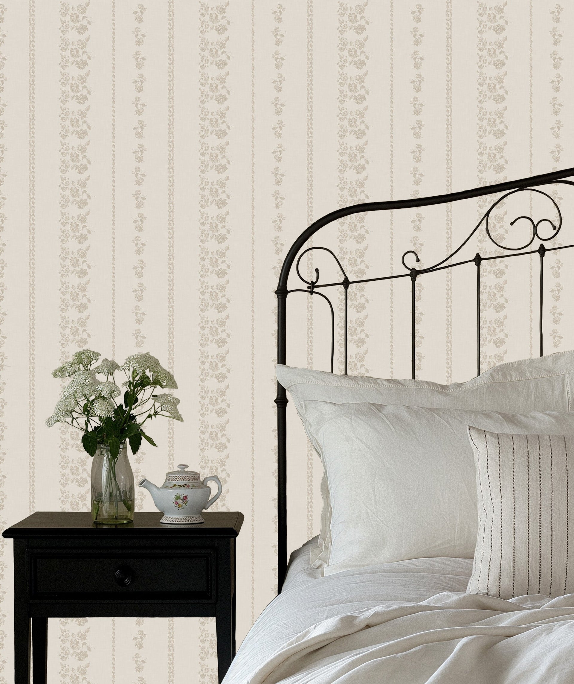Roselle Stripe Removable Wallpaper in Brown and Cream